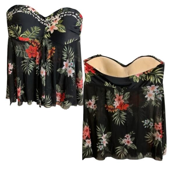 2 Swim Tops Women's Size S Strapless + Tankini Hawaiian Print EUC - Picture 2 of 9